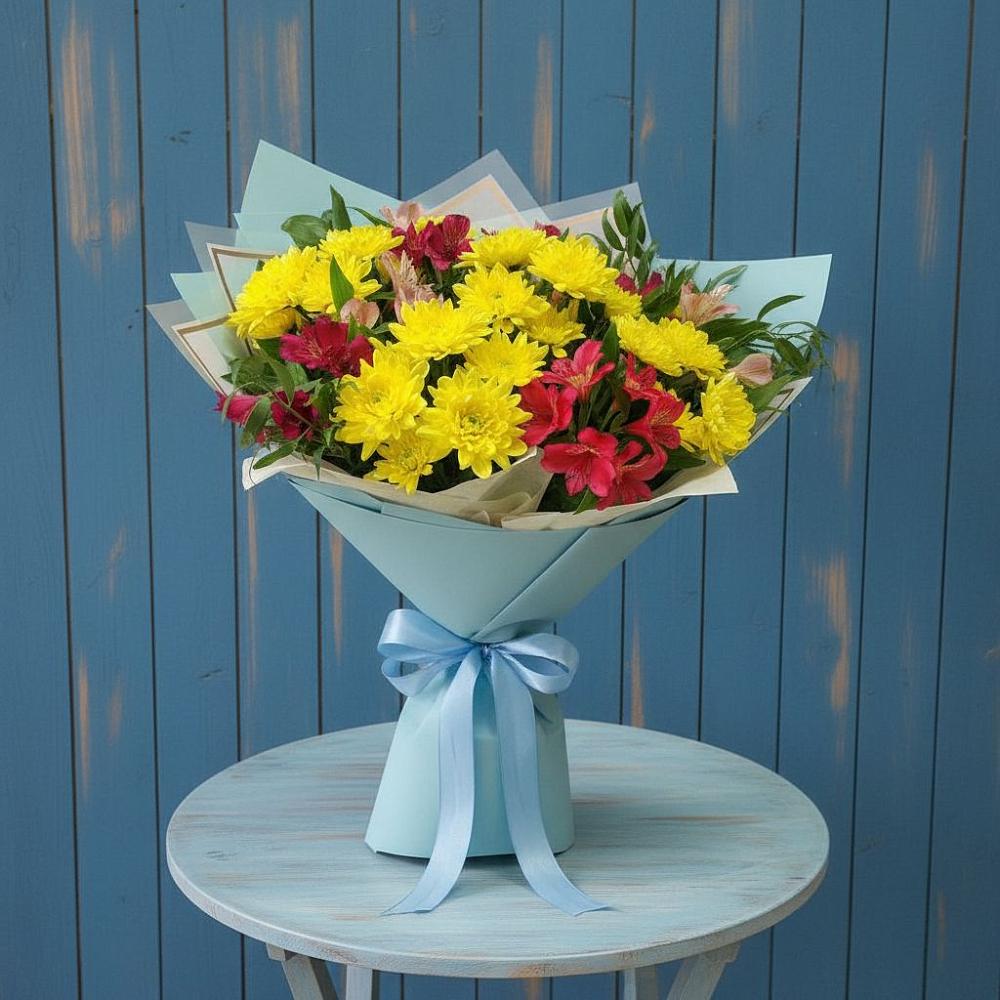 Букет цветов из: Альстромерии и Хризантемы в Воровсколесской