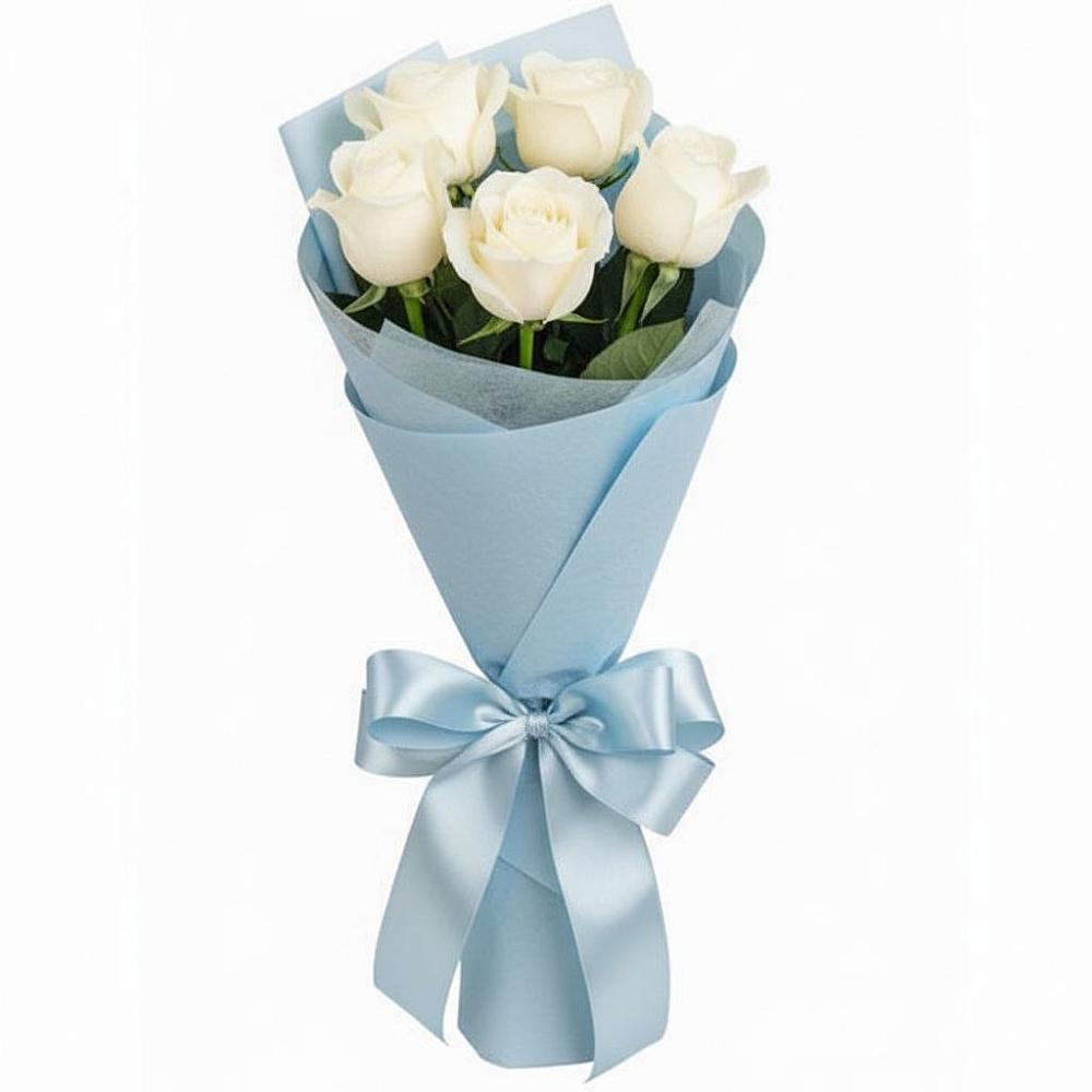 Букет 5 Белых роз Проуд в Воровсколесской