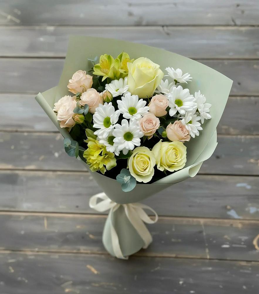 Букет цветов из: Альстромерии, Розы и Хризантемы в Воровсколесской