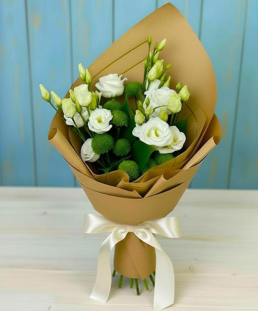 Букет цветов из: Хризантемы и Лизиантусы в Воровсколесской