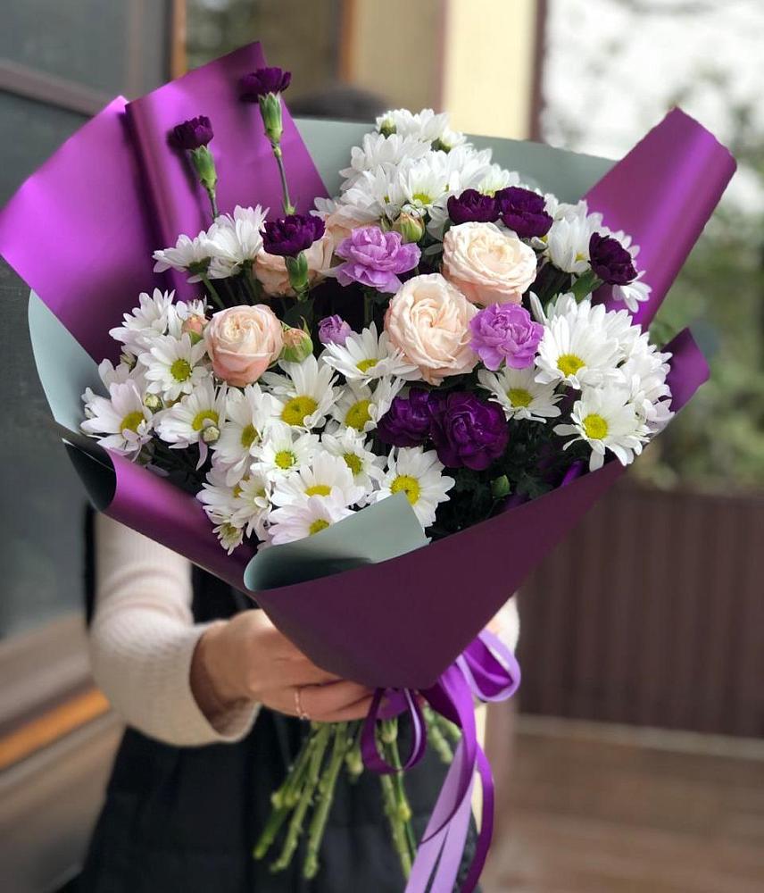 Букет цветов из: Хризантемы, Гвоздики и Розы в Воровсколесской