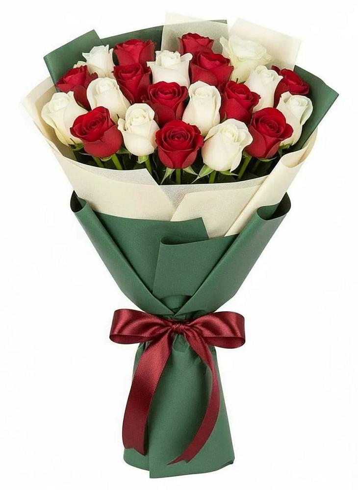 Букет Микс из красных и белых роз в Воровсколесской