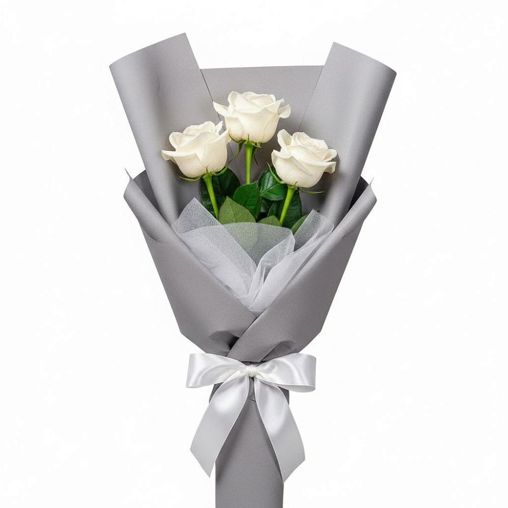 Букет 3 белые розы в Воровсколесской