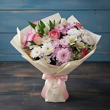 Букет цветов из:  Хризантемы, Альстромерии и Розы в Воровсколесской