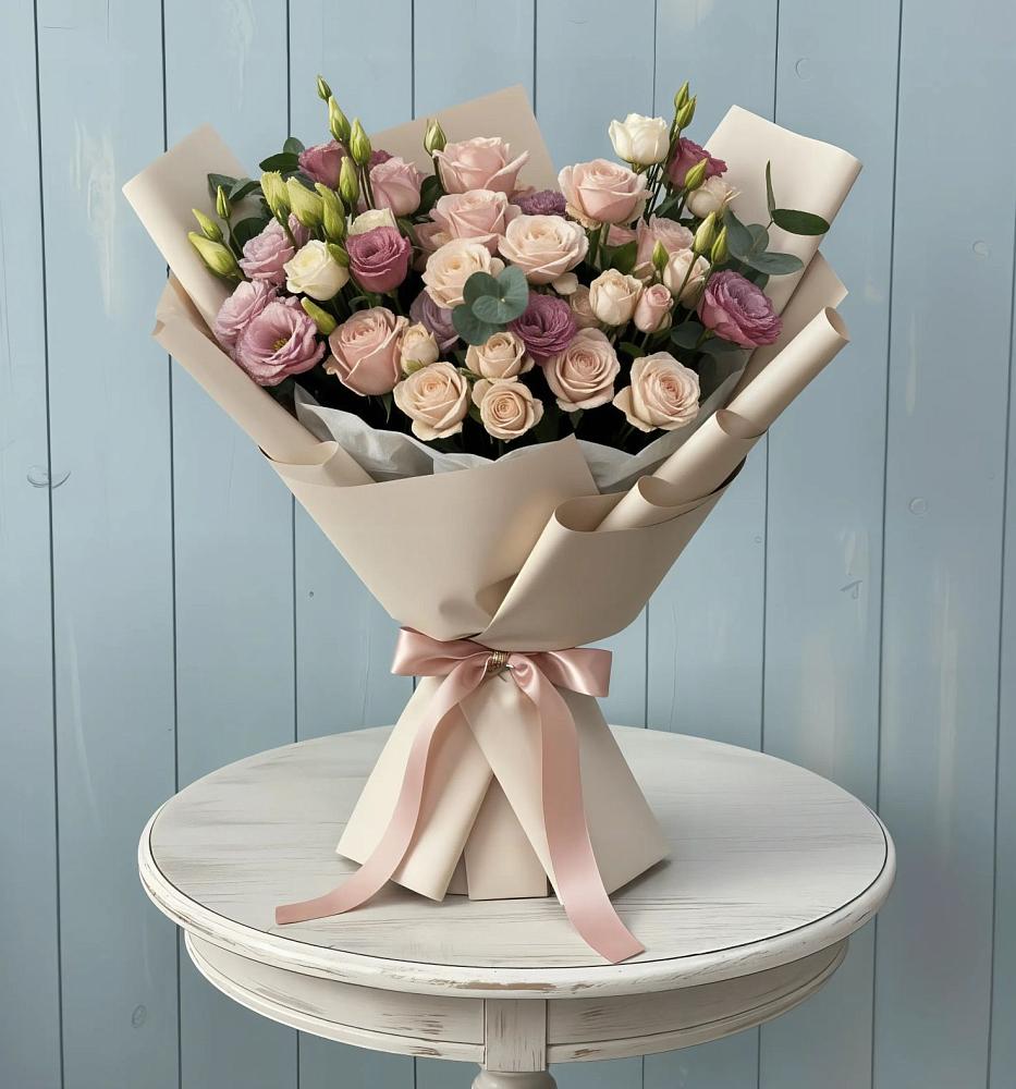 Букет цветов из: Розы и Лизиантусы в Воровсколесской