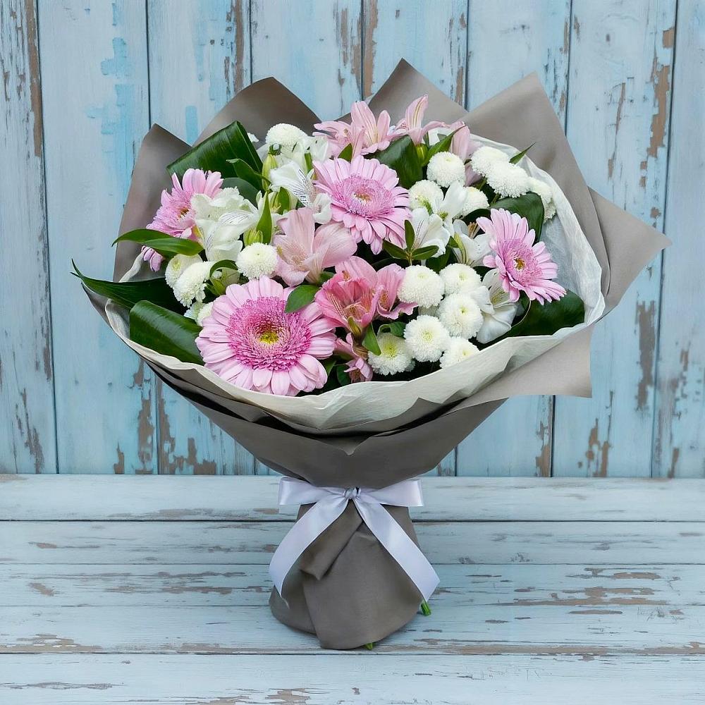 Букет цветов из: Герберы, Альстромерии и Хризантемы в Воровсколесской