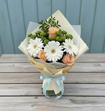 Букет цветов из:  Герберы, Розы и Хризантемы в Воровсколесской