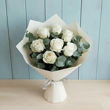 Букет Белые розы в Эвкалипте в Воровсколесской